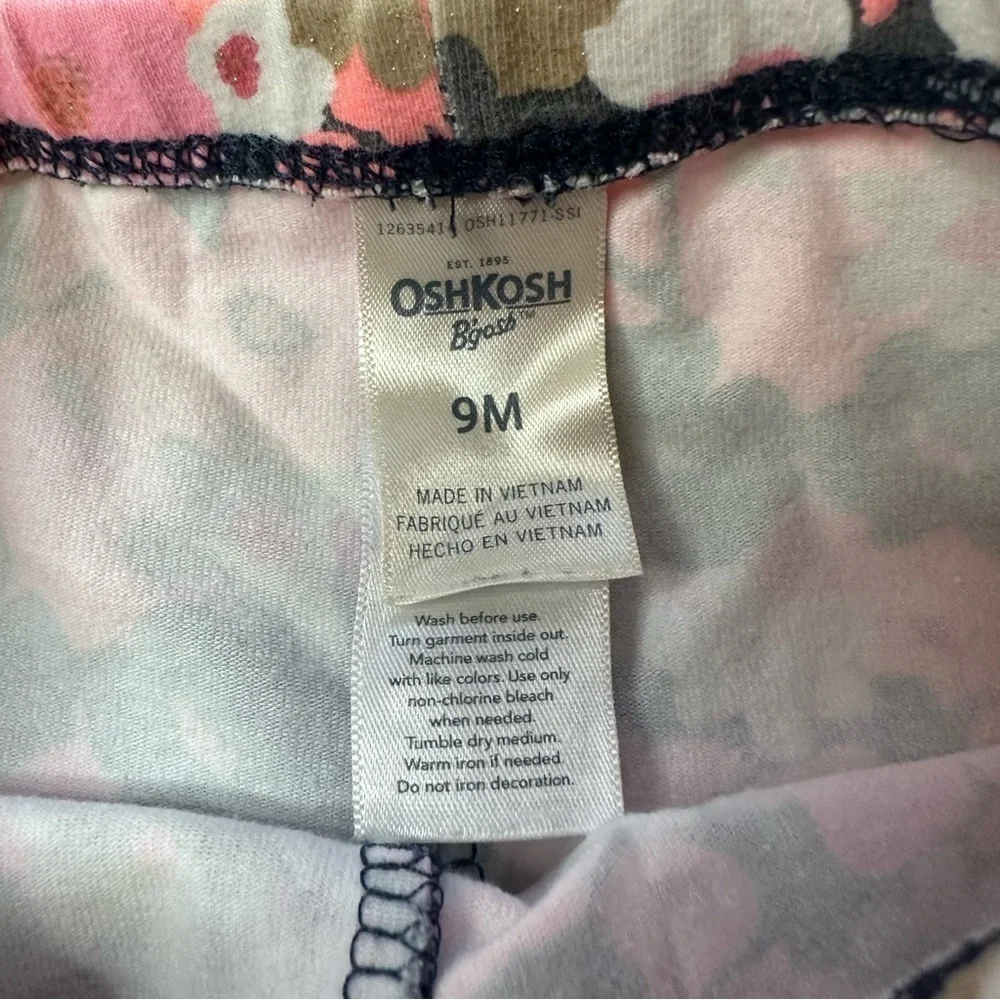 Oshkosh B'gosh Pink Floral Girls Stretch Pants Sz 9M Spring Summer